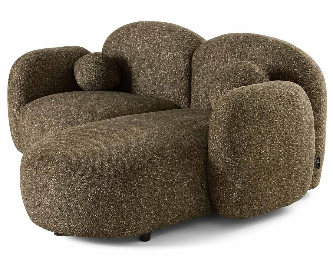 Canapé d'angle droit 3 places en tissu moucheté Velris