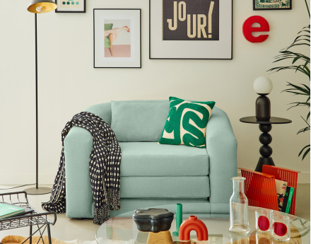 Canapé convertible déplimousse 1 place en velours texturé Nuvia