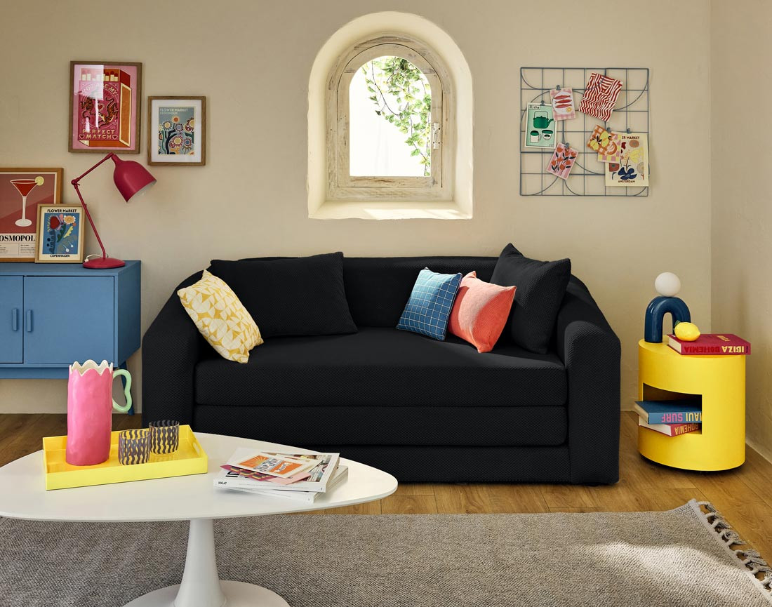 Canapé convertible déplimousse 2 places en velours texturé Nuvia