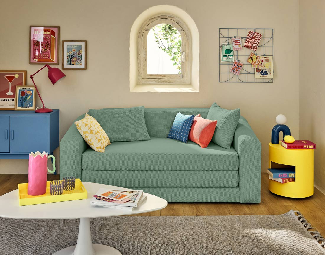 Canapé convertible déplimousse 2 places en velours texturé Nuvia