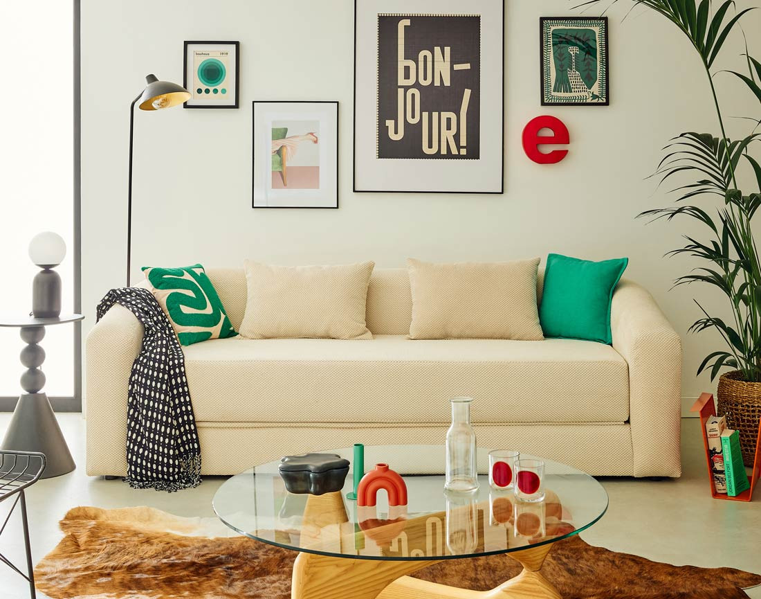 Canapé convertible déplimousse 3 places en velours texturé Nuvia