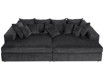 Canapé droit 4 places avec double méridienne en velours texturé Collins