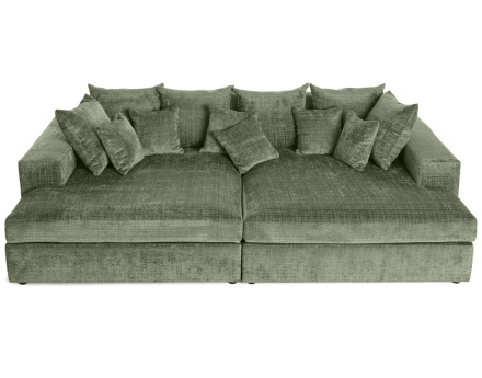 Canapé droit 4 places avec double méridienne en velours texturé Collins