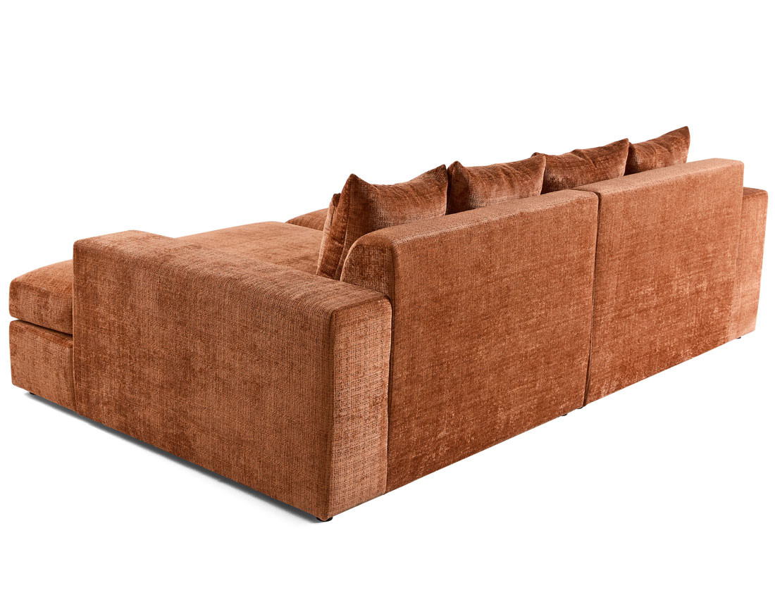 Canapé droit 4 places avec double méridienne en velours texturé Collins