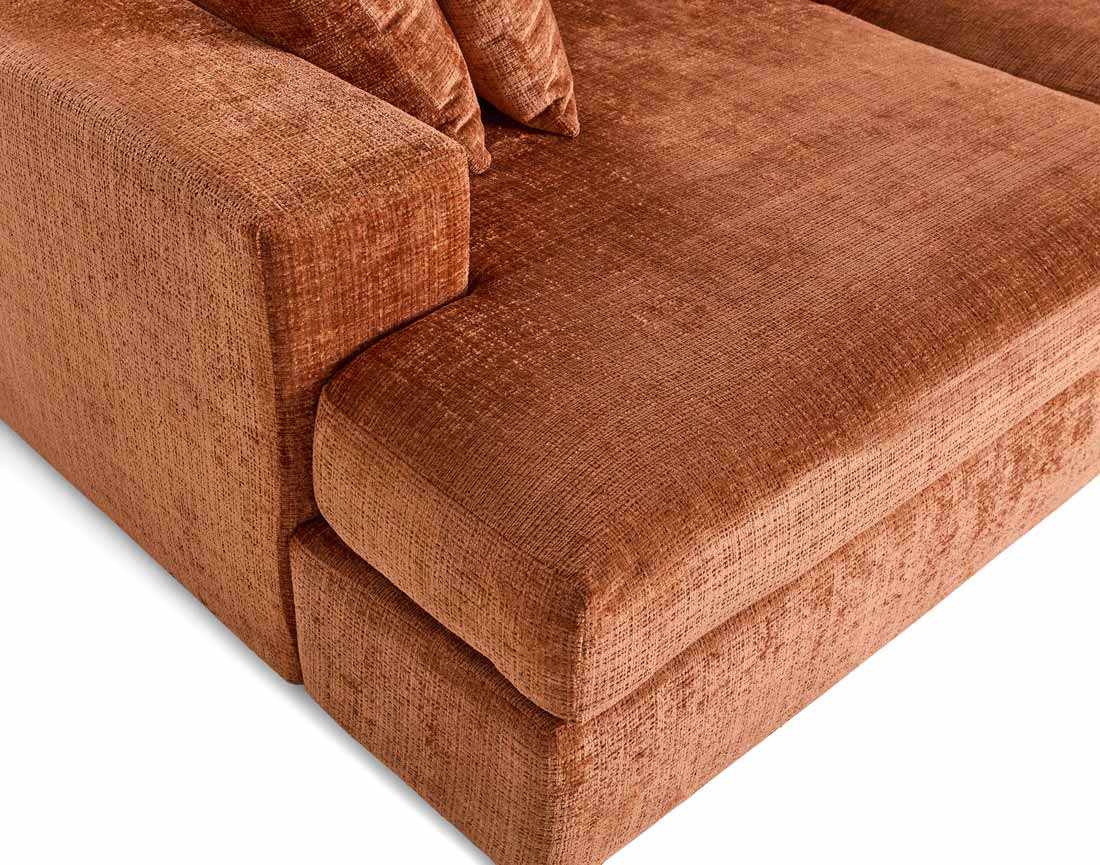 Canapé droit 4 places avec double méridienne en velours texturé Collins