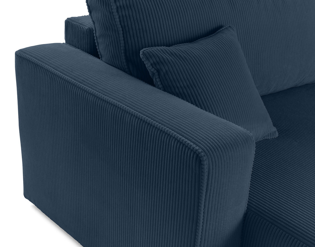 Canapé droit 4 places avec double méridienne assise profonde en velours côtelé Topaze