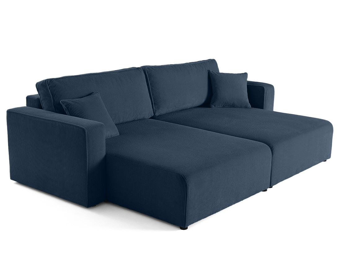 Canapé droit 4 places avec double méridienne assise profonde en velours côtelé Topaze