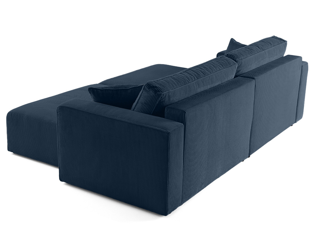 Canapé droit 4 places avec double méridienne assise profonde en velours côtelé Topaze