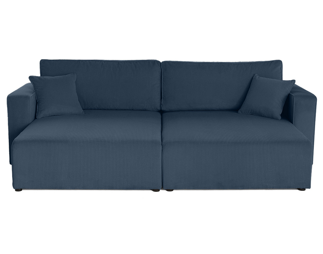 Canapé droit 4 places avec double méridienne assise profonde en velours côtelé Topaze
