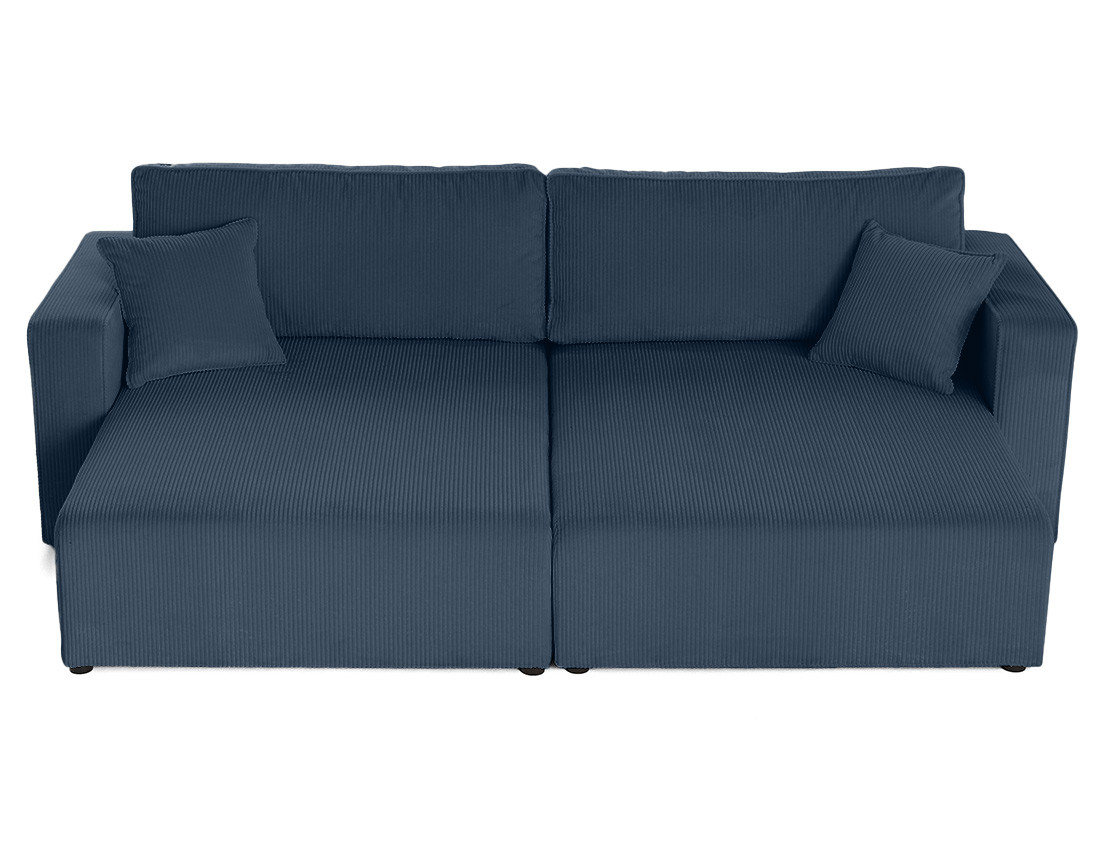 Canapé droit 4 places avec double méridienne assise profonde en velours côtelé Topaze