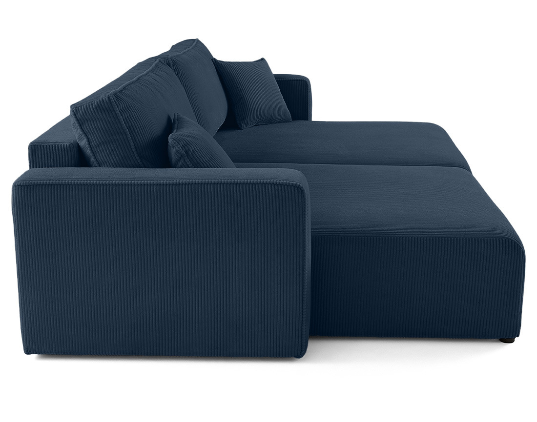 Canapé droit 4 places avec double méridienne assise profonde en velours côtelé Topaze