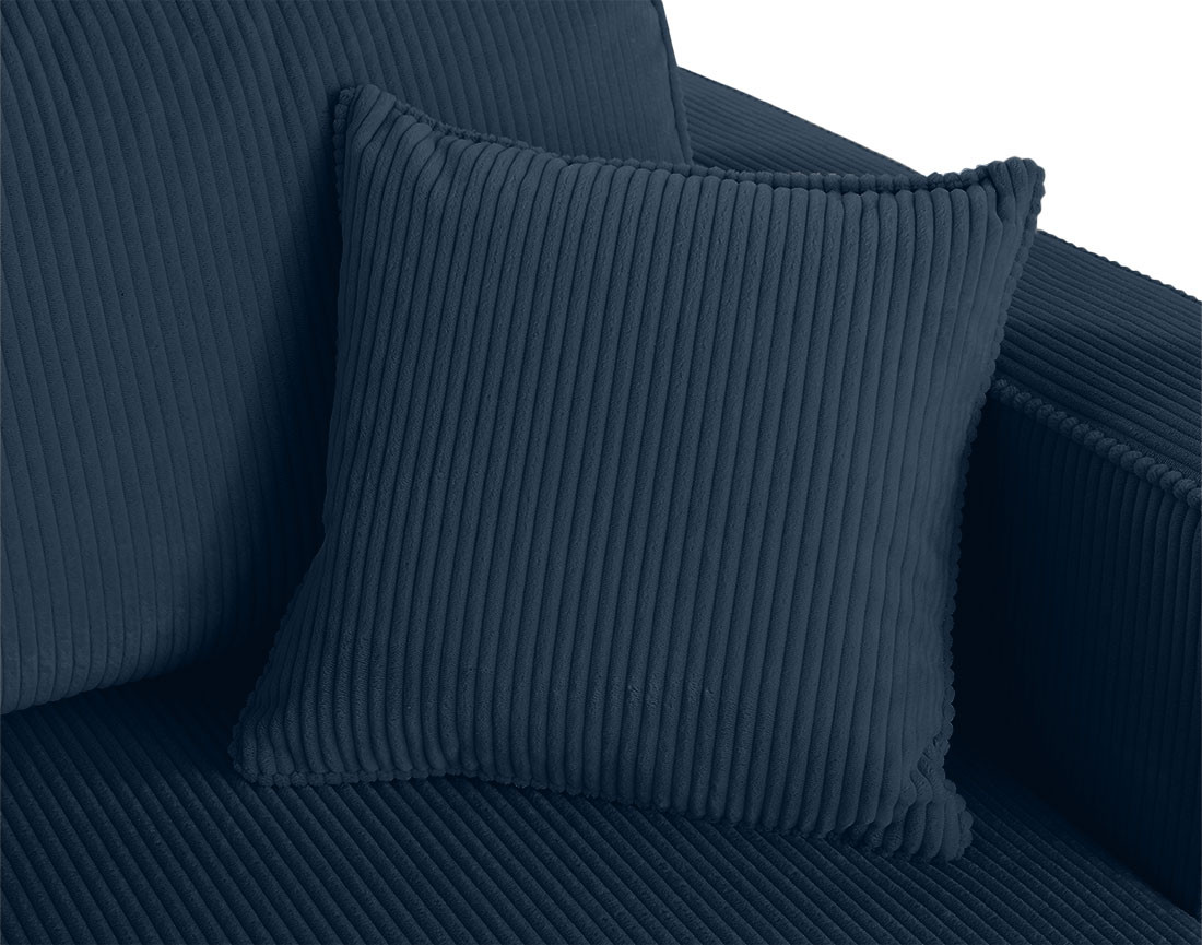 Canapé droit 4 places avec double méridienne assise profonde en velours côtelé Topaze