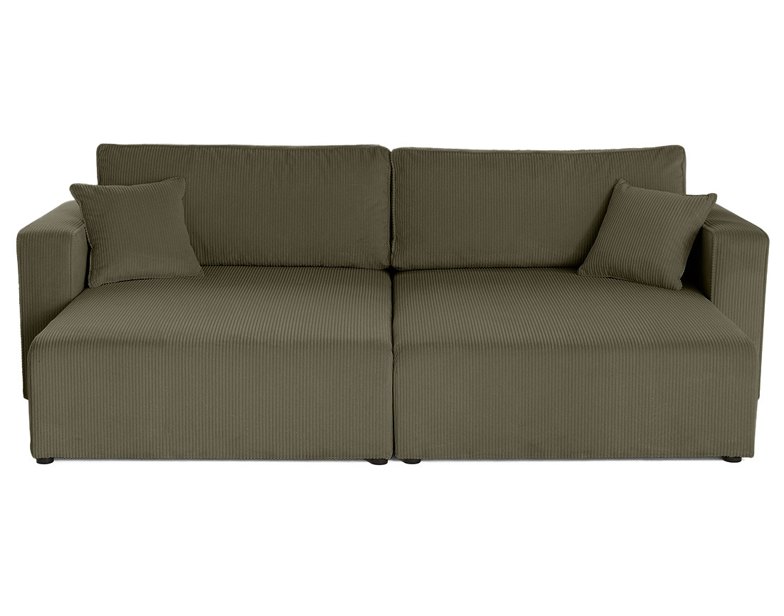 Canapé droit 4 places avec double méridienne assise profonde en velours côtelé Topaze