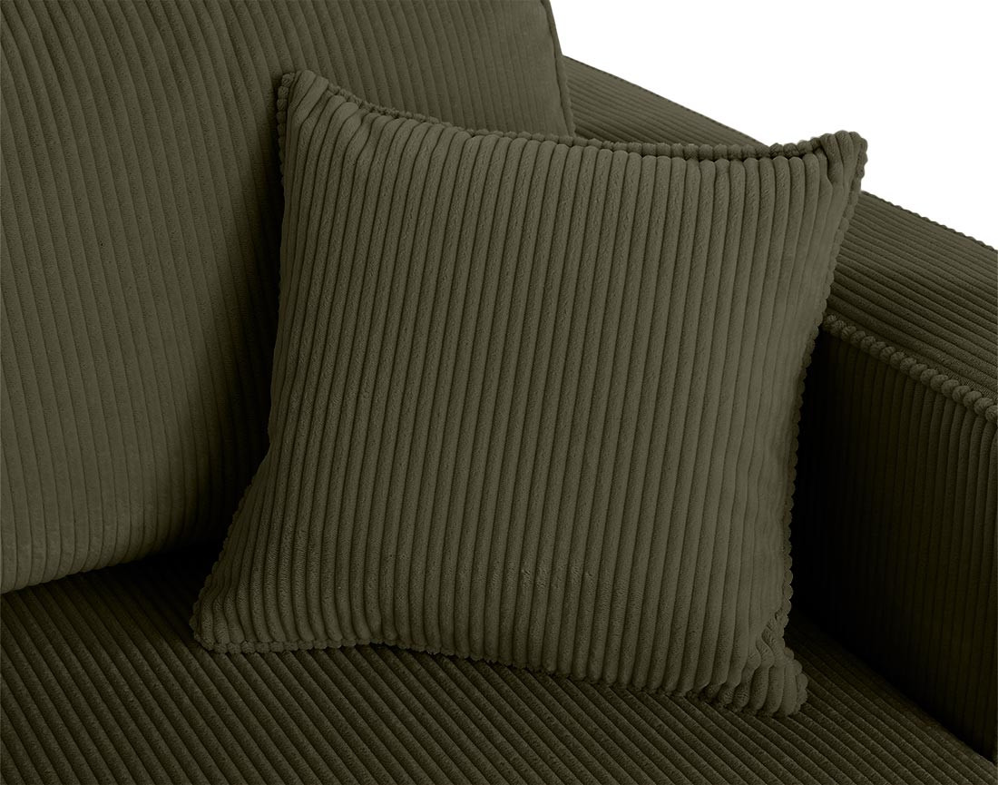 Canapé droit 4 places avec double méridienne assise profonde en velours côtelé Topaze