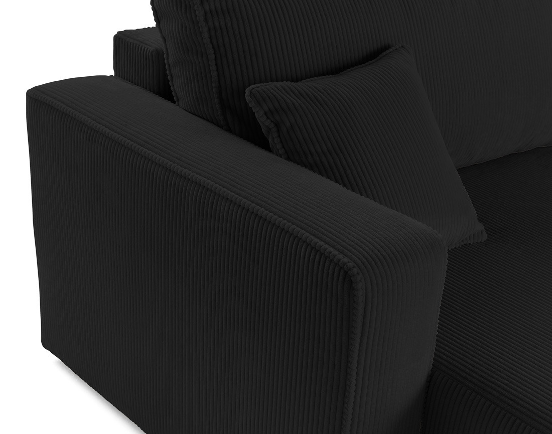 Canapé droit 4 places avec double méridienne assise profonde en velours côtelé Topaze