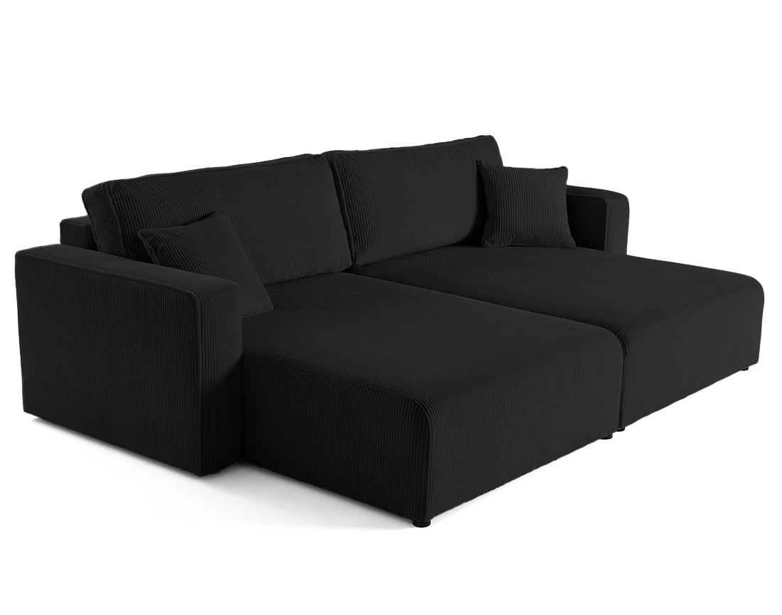 Canapé droit 4 places avec double méridienne assise profonde en velours côtelé Topaze