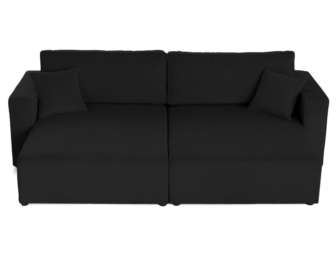 Canapé droit 4 places avec double méridienne assise profonde en velours côtelé Topaze