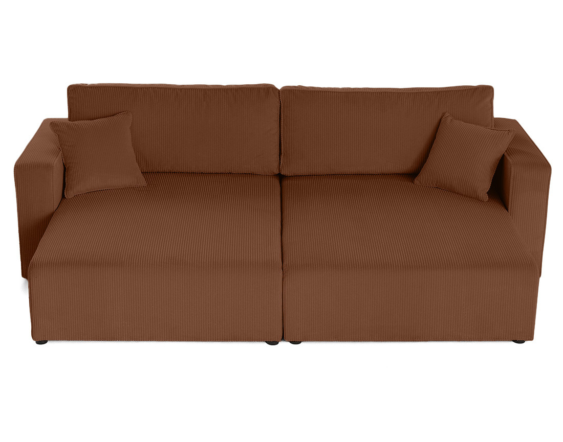 Canapé droit 4 places avec double méridienne assise profonde en velours côtelé Topaze