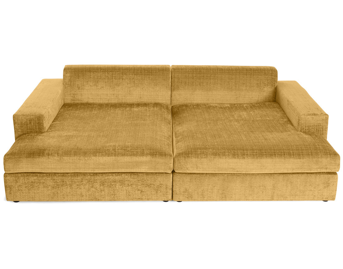 Canapé droit 4 places avec double méridienne en velours texturé Collins