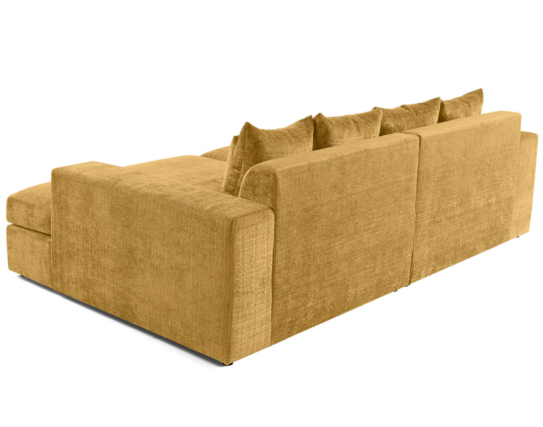 Canapé droit 4 places avec double méridienne en velours texturé Collins