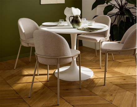 Lot de 4 chaises en tissu beige Imelda