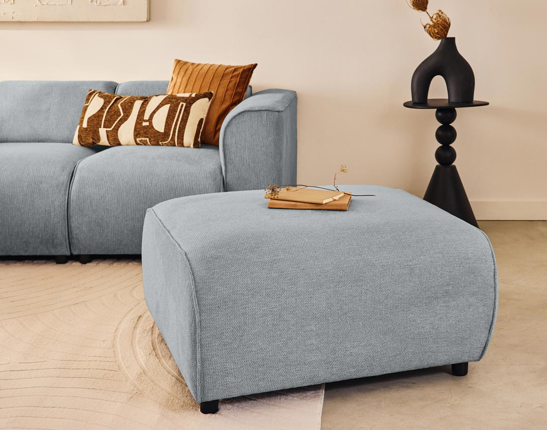 Pouf en tissu texturé Suaro