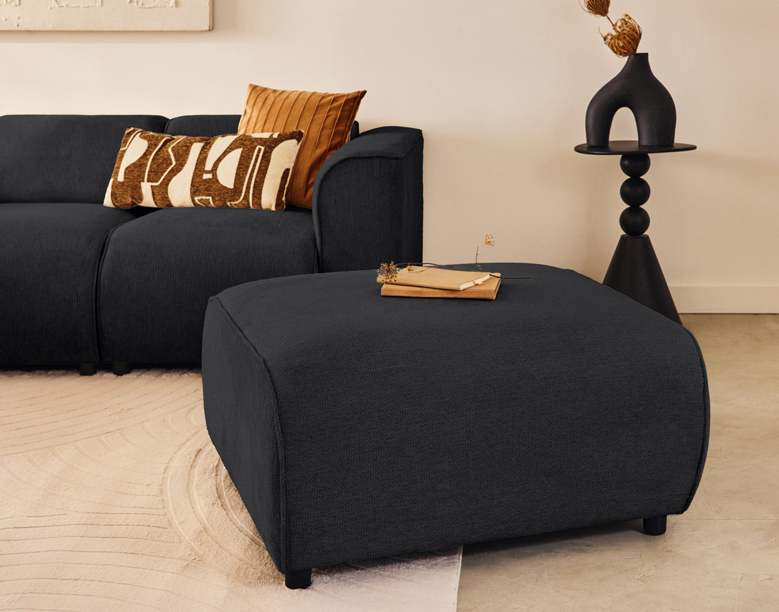 Pouf en tissu texturé Suaro