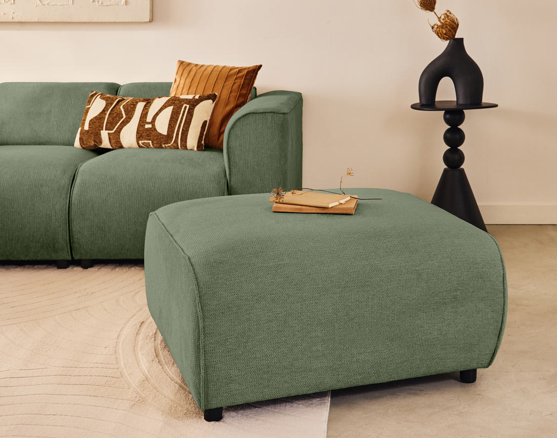 Pouf en tissu texturé Suaro