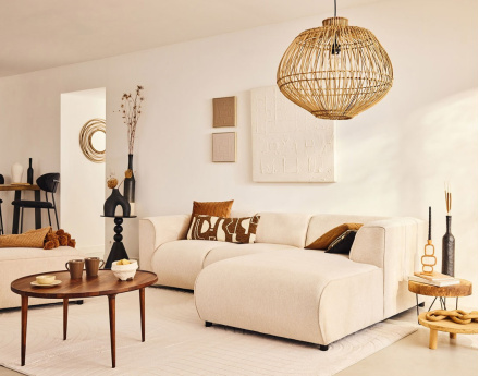 Module d'assise méridienne droit en tissu texturé Suaro