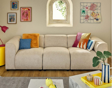 Module d'assise sans accoudoirs en tissu texturé Suaro