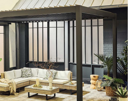 Pergola bioclimatique en aluminium 3x3m gris anthracite Cherry