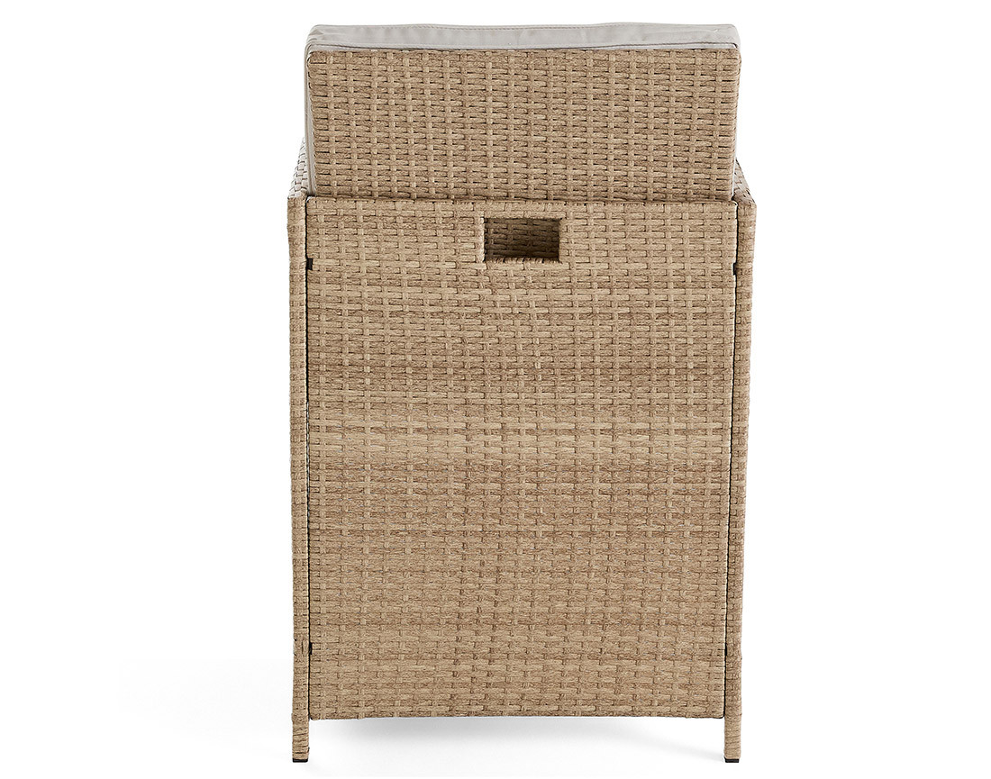 Salon de jardin encastrable en résine tressée beige 10 places coussins beige avec housse de protection Fira