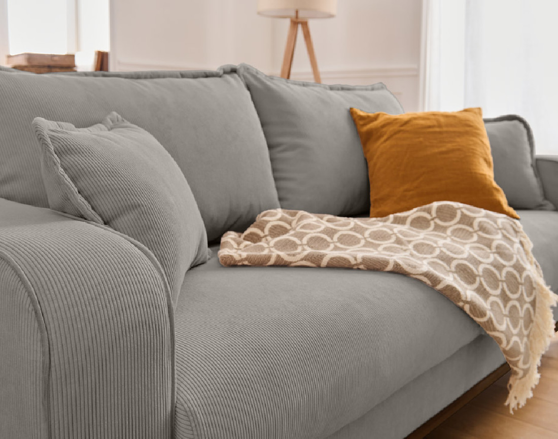 Canapé 3 places en velours côtelé Albane