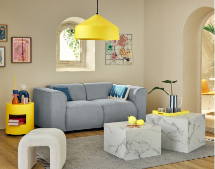 Module d'assise d'angle gauche en tissu texturé Suaro