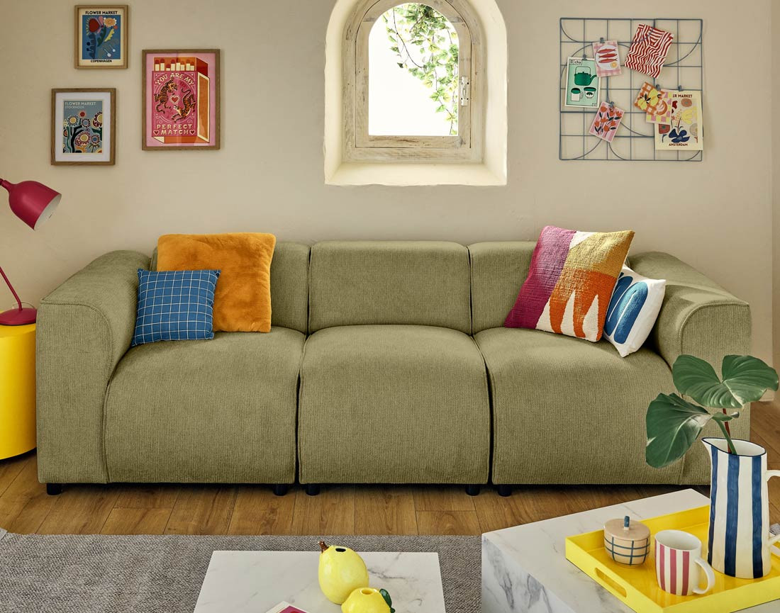 Module d'assise sans accoudoirs en tissu texturé Suaro