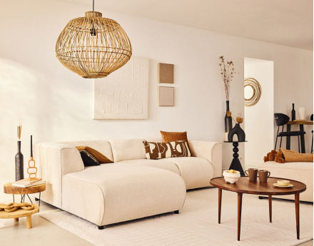 Module d'assise méridienne gauche en tissu texturé Suaro