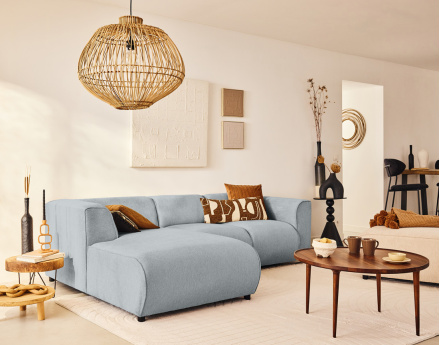 Module d'assise méridienne gauche en tissu texturé Suaro