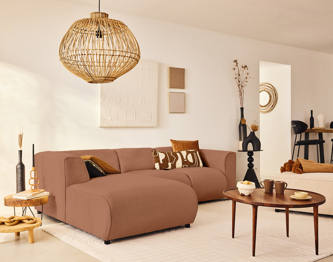 Module d'assise méridienne gauche en tissu texturé Suaro