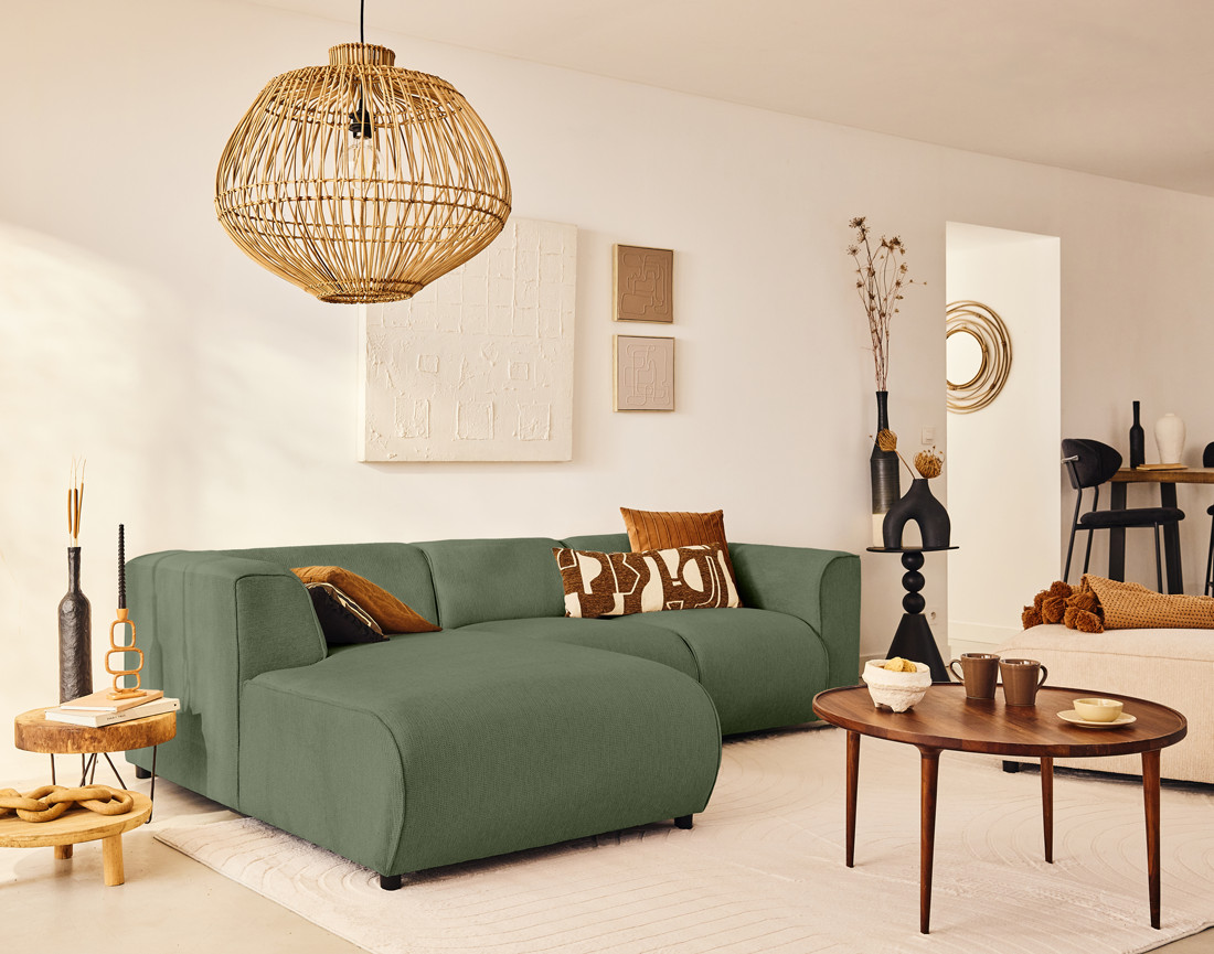 Module d'assise méridienne gauche en tissu texturé Suaro