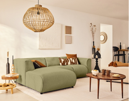 Module d'assise méridienne gauche en tissu texturé Suaro