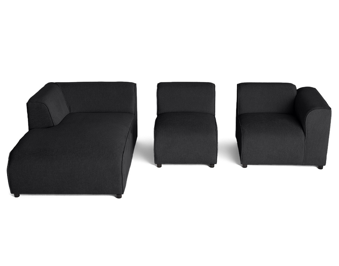 Canapé modulable d'angle gauche 4 places en tissu texturé Suaro