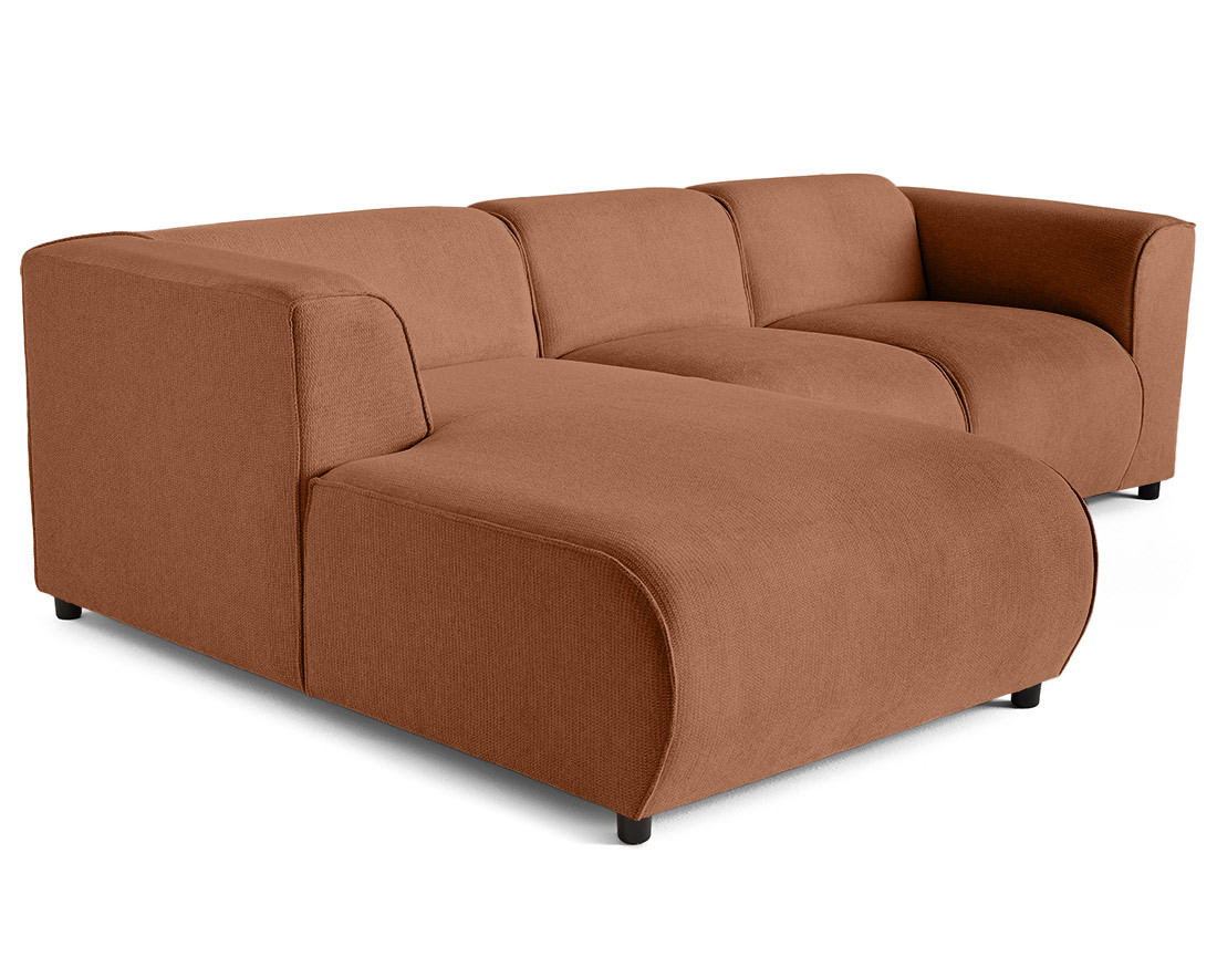 Canapé modulable d'angle gauche 4 places en tissu texturé Suaro