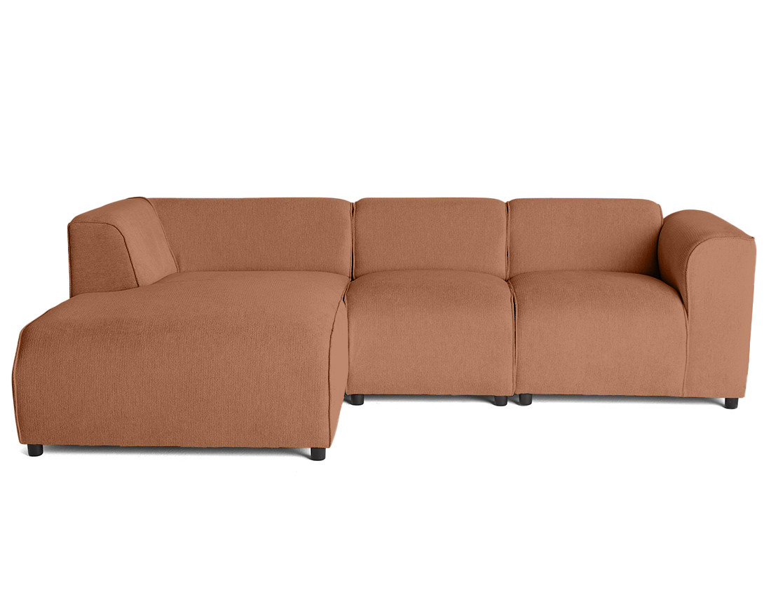 Canapé modulable d'angle gauche 4 places en tissu texturé Suaro