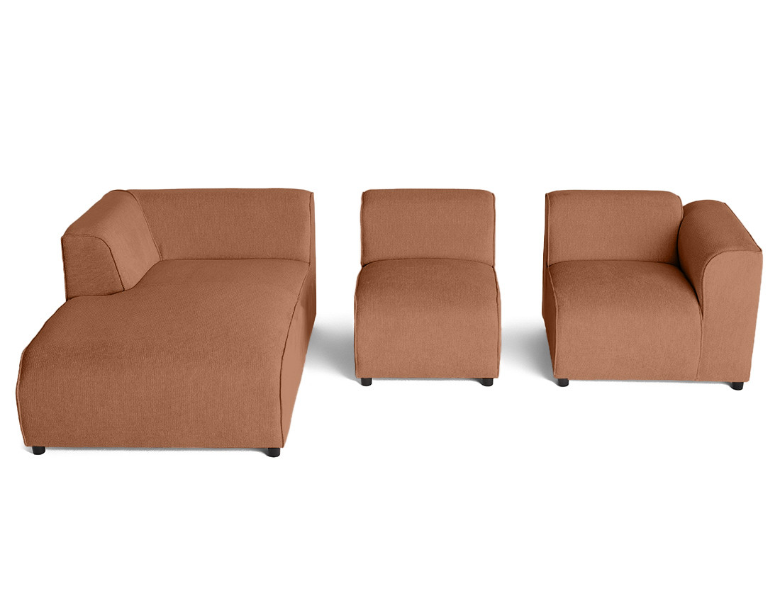 Canapé modulable d'angle gauche 4 places en tissu texturé Suaro