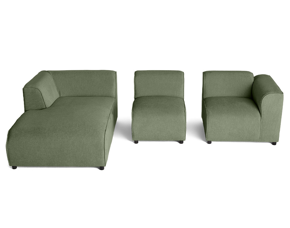 Canapé modulable d'angle gauche 4 places en tissu texturé Suaro