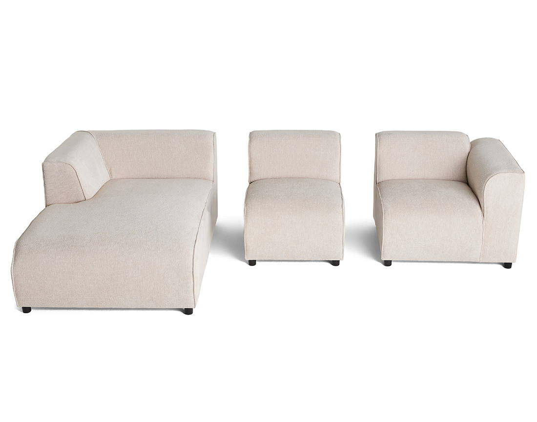 Canapé modulable d'angle gauche 4 places en tissu texturé Suaro