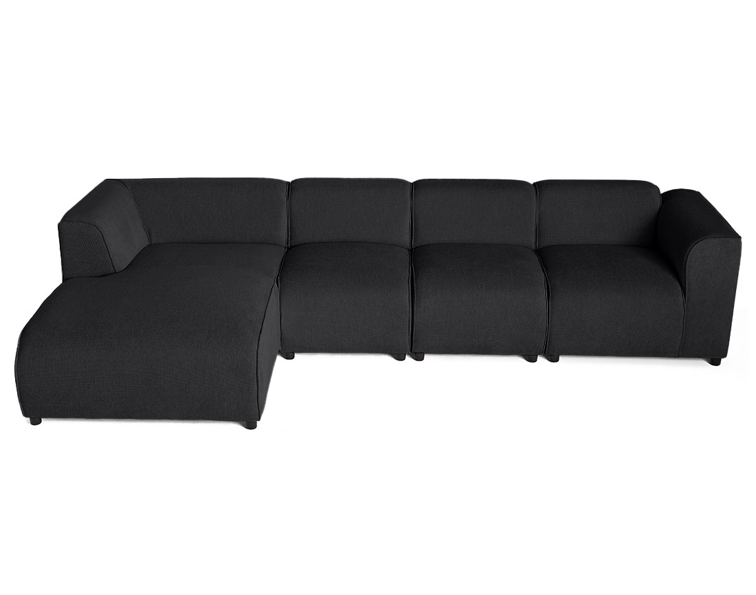 Canapé modulable d'angle gauche 5 places en tissu texturé Suaro