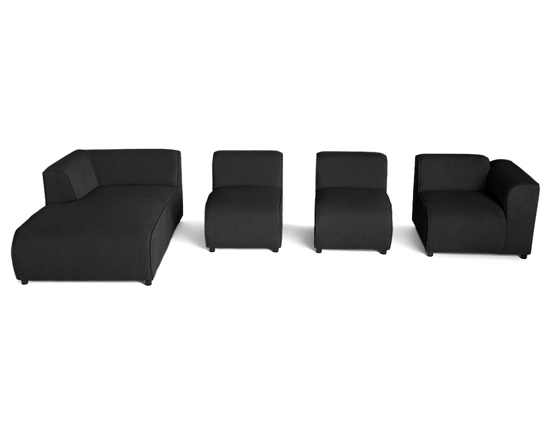 Canapé modulable d'angle gauche 5 places en tissu texturé Suaro