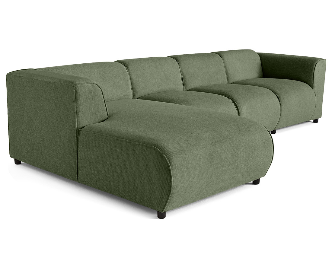 Canapé modulable d'angle gauche 5 places en tissu texturé Suaro