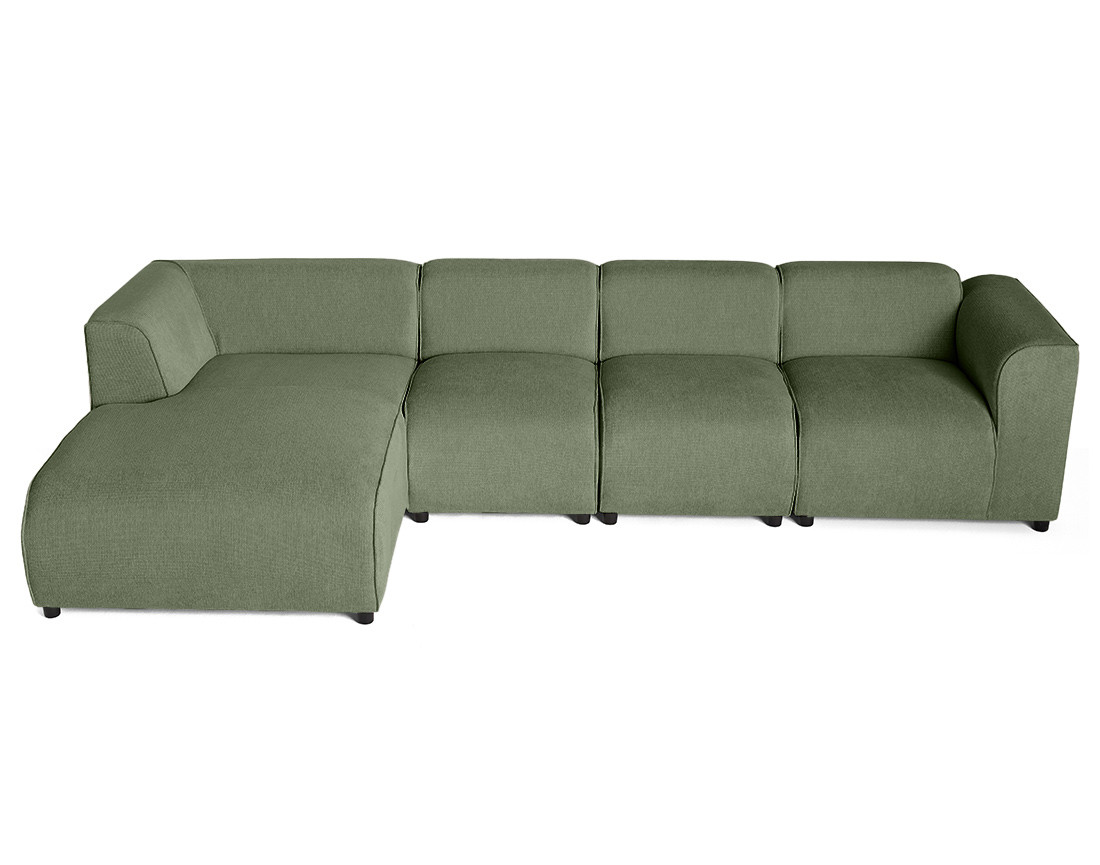 Canapé modulable d'angle gauche 5 places en tissu texturé Suaro